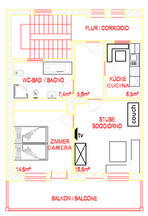 Skizze große Wohnung