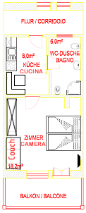 Skizze kleine Wohnung